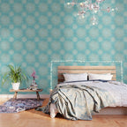 Elegant White Gold Mandala Sky Blue Wallpaper Gallery Image 3