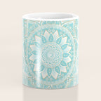 Elegant White Gold Mandala Sky Blue Coffee Mug Gallery Image 4