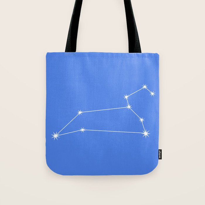Leo Zodiac Star Constellation Line Art Bright Blue Tote Bag Gallery Image 1