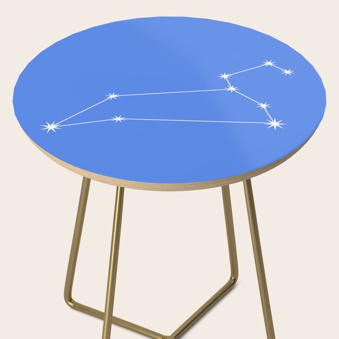 Leo Zodiac Star Constellation Line Art Bright Blue Side Table Gallery Image 2