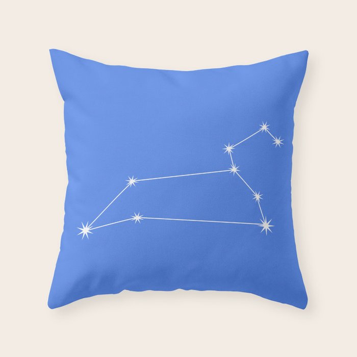 Leo Zodiac Star Constellation Line Art Bright Blue Throw Pillow Gallery Image 6