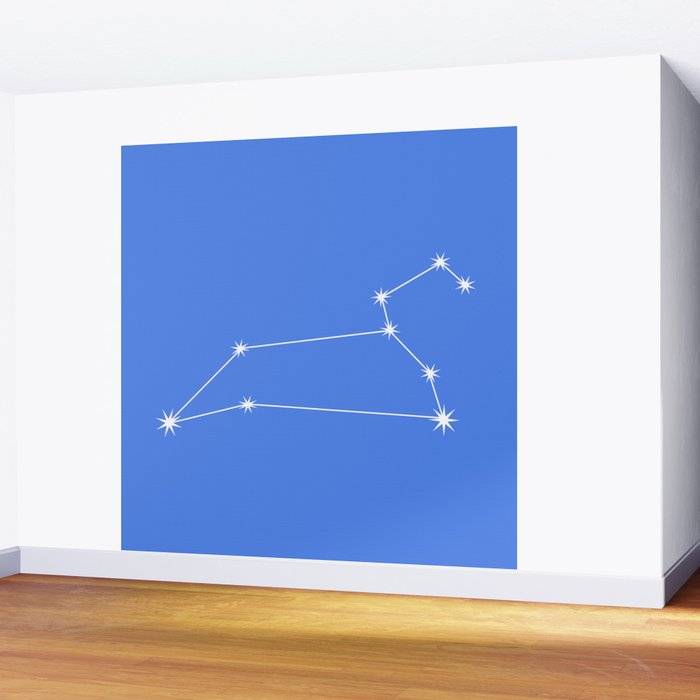 Leo Zodiac Star Constellation Line Art Bright Blue Wall Mural Gallery Image 2