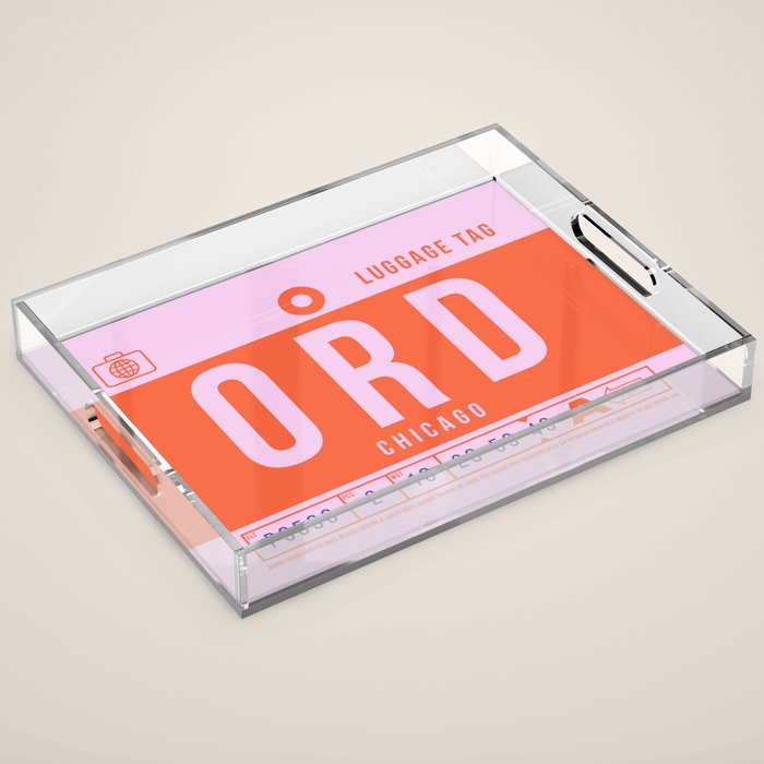 Luggage Tag B - ORD Chicago USA Acrylic Tray Gallery Image 1