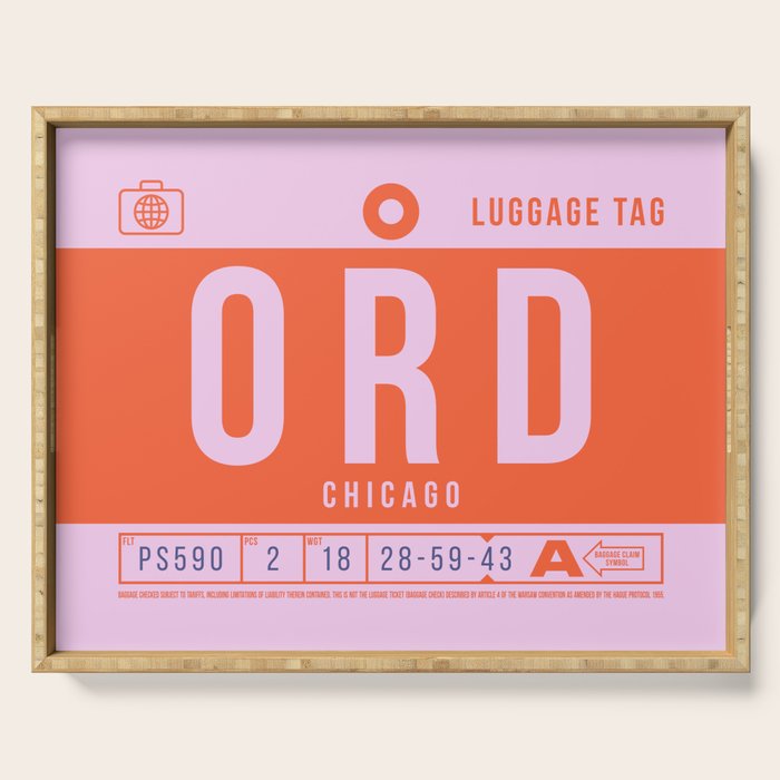 Luggage Tag B - ORD Chicago USA Serving Tray Gallery Image 1