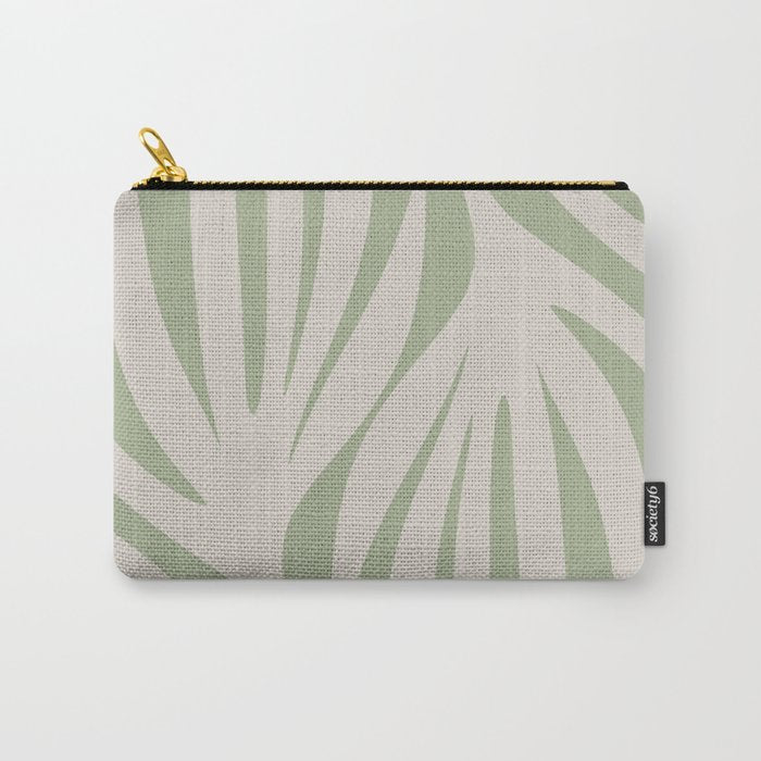 Maldives Abstract Botanical Pattern in Sage and Beige Carry All Pouch Gallery Image 1