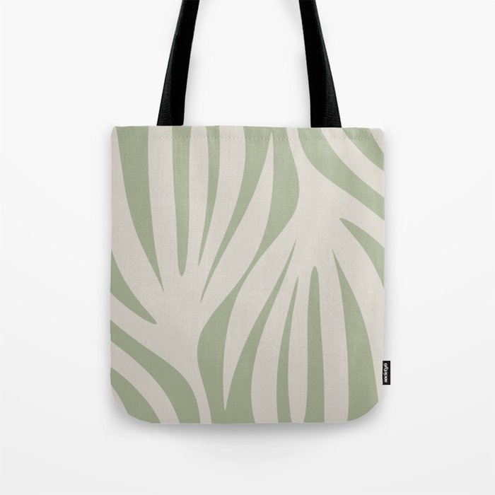 Maldives Abstract Botanical Pattern in Sage and Beige Tote Bag Gallery Image 1