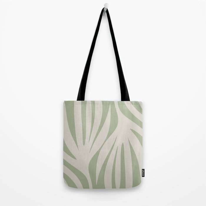 Maldives Abstract Botanical Pattern in Sage and Beige Tote Bag Gallery Image 2