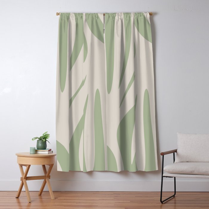 Maldives Abstract Botanical Pattern in Sage and Beige Window Curtain Gallery Image 5