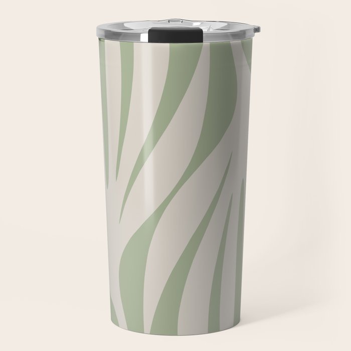 Maldives Abstract Botanical Pattern in Sage and Beige Travel Mug Gallery Image 1