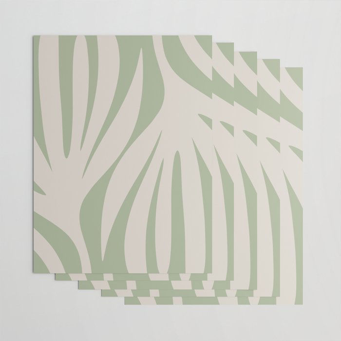 Maldives Abstract Botanical Pattern in Sage and Beige Wrapping Paper Gallery Image 3