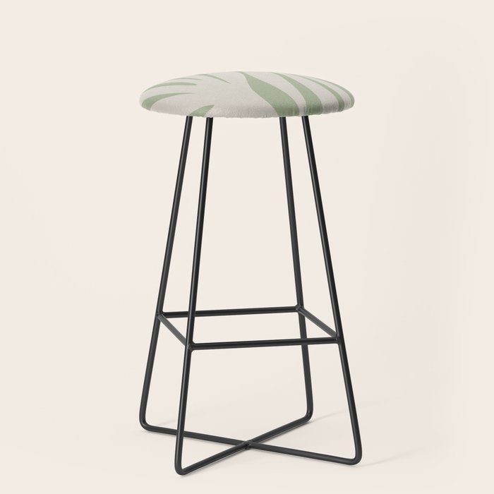 Maldives Abstract Botanical Pattern in Sage and Beige Stool Gallery Image 1