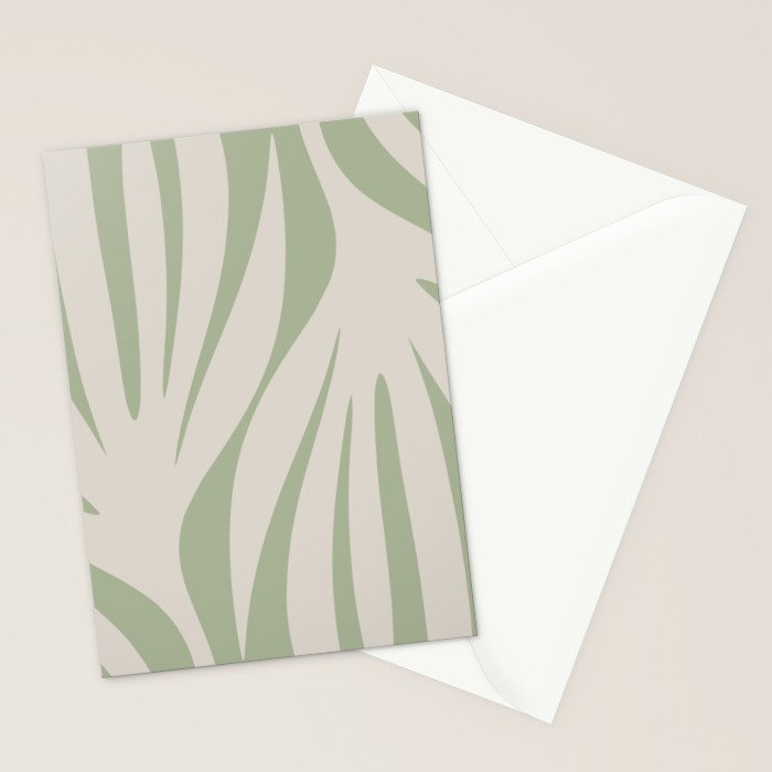 Maldives Abstract Botanical Pattern in Sage and Beige Stationery Card Gallery Image 2