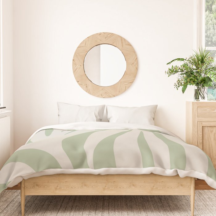 Maldives Abstract Botanical Pattern in Sage and Beige Duvet Cover Gallery Image 3