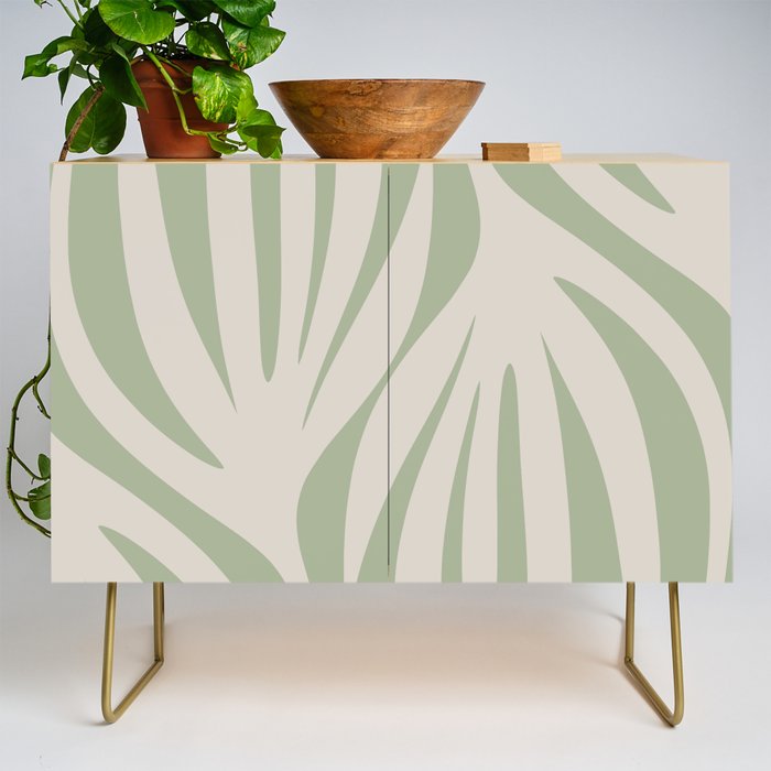Maldives Abstract Botanical Pattern in Sage and Beige Credenza Gallery Image 1