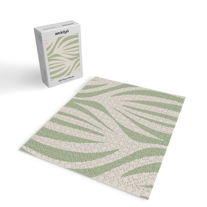 Maldives Abstract Botanical Pattern in Sage and Beige Jigsaw Puzzle Gallery Image 2