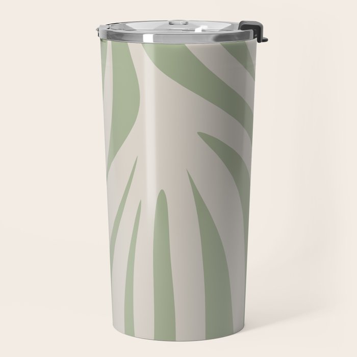 Maldives Abstract Botanical Pattern in Sage and Beige Travel Mug Gallery Image 2