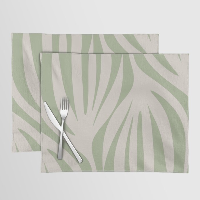 Maldives Abstract Botanical Pattern in Sage and Beige Placemat Gallery Image 1
