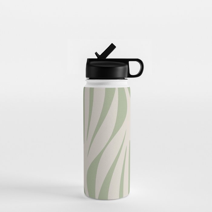 Maldives Abstract Botanical Pattern in Sage and Beige Water Bottle Gallery Image 1