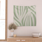 Maldives Abstract Botanical Pattern in Sage and Beige Wall Tapestry Gallery Image 2