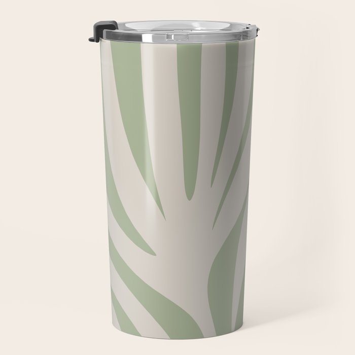 Maldives Abstract Botanical Pattern in Sage and Beige Travel Mug Gallery Image 3