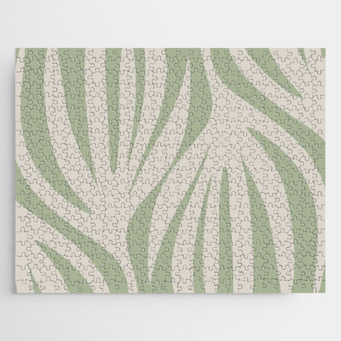 Maldives Abstract Botanical Pattern in Sage and Beige Jigsaw Puzzle Gallery Image 1
