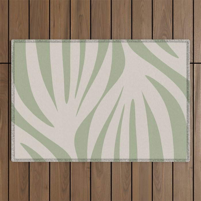 Maldives Abstract Botanical Pattern in Sage and Beige Outdoor Rug Gallery Image 1
