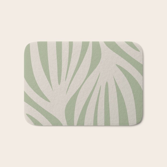 Maldives Abstract Botanical Pattern in Sage and Beige Bath Mat Gallery Image 1