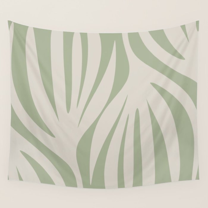Maldives Abstract Botanical Pattern in Sage and Beige Wall Tapestry Gallery Image 4