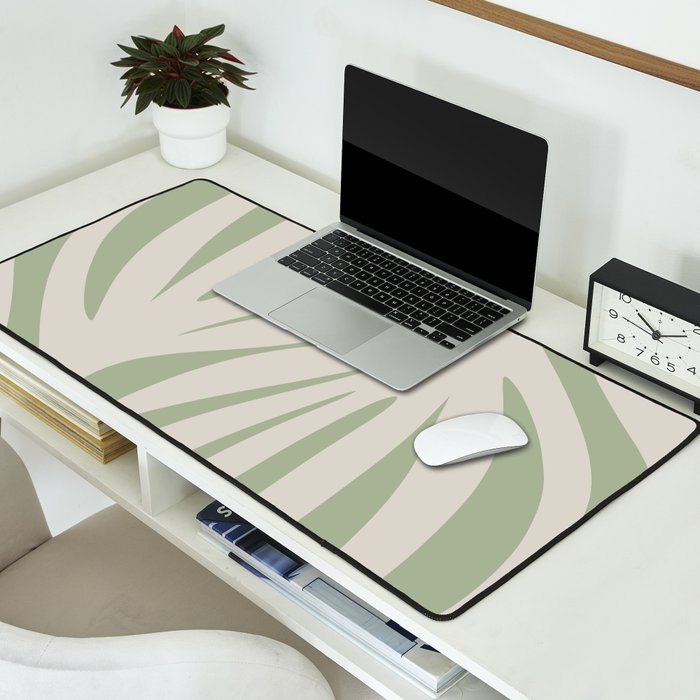 Maldives Abstract Botanical Pattern in Sage and Beige Desk Mat Gallery Image 2