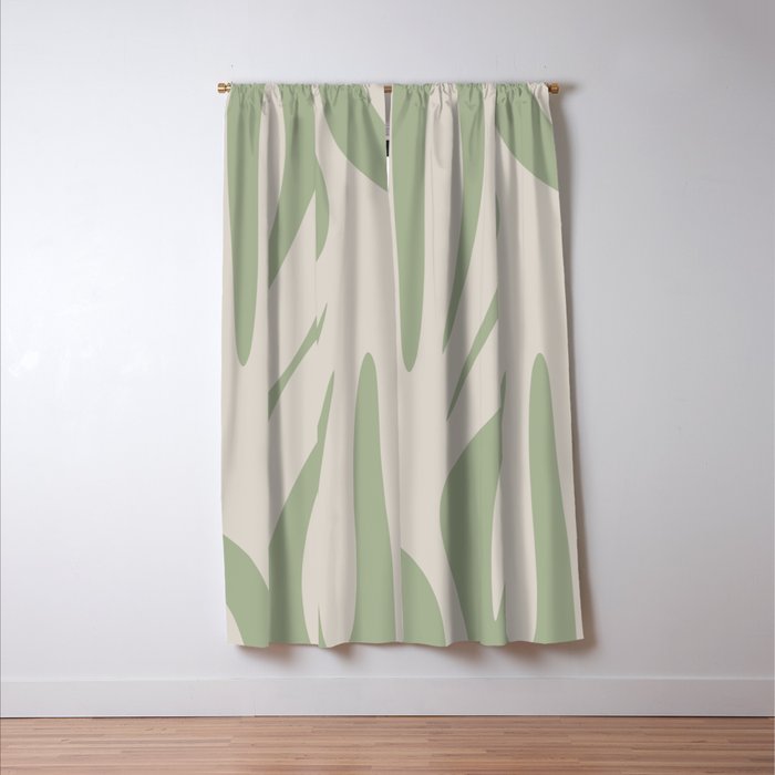 Maldives Abstract Botanical Pattern in Sage and Beige Window Curtain Gallery Image 3