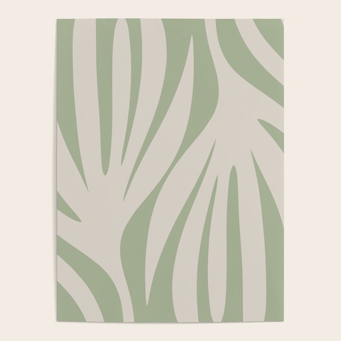 Maldives Abstract Botanical Pattern in Sage and Beige Poster Gallery Image 1