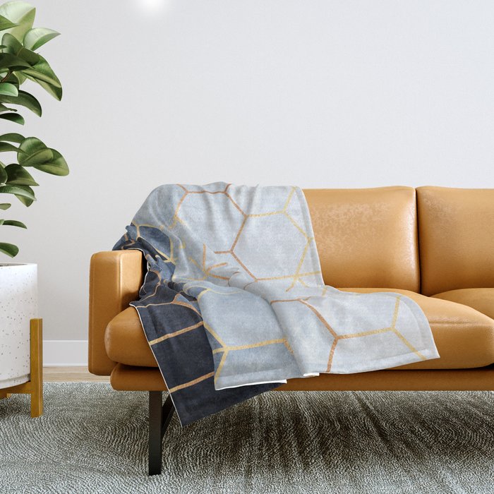 Soft Blue Hexagons Throw Blanket Gallery Image 1