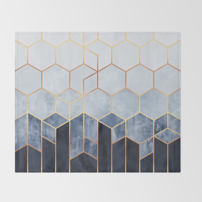 Soft Blue Hexagons Throw Blanket Gallery Image 2