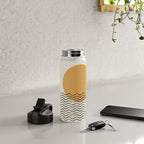 Ocean wave gold sunrise - mid century style Water Bottle Gallery Image 5