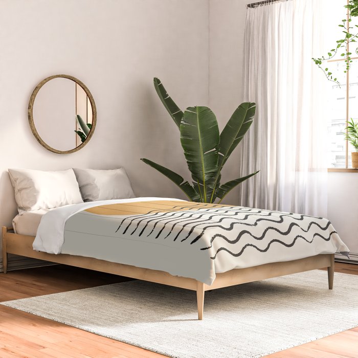 Ocean wave gold sunrise - mid century style Comforter Gallery Image 2