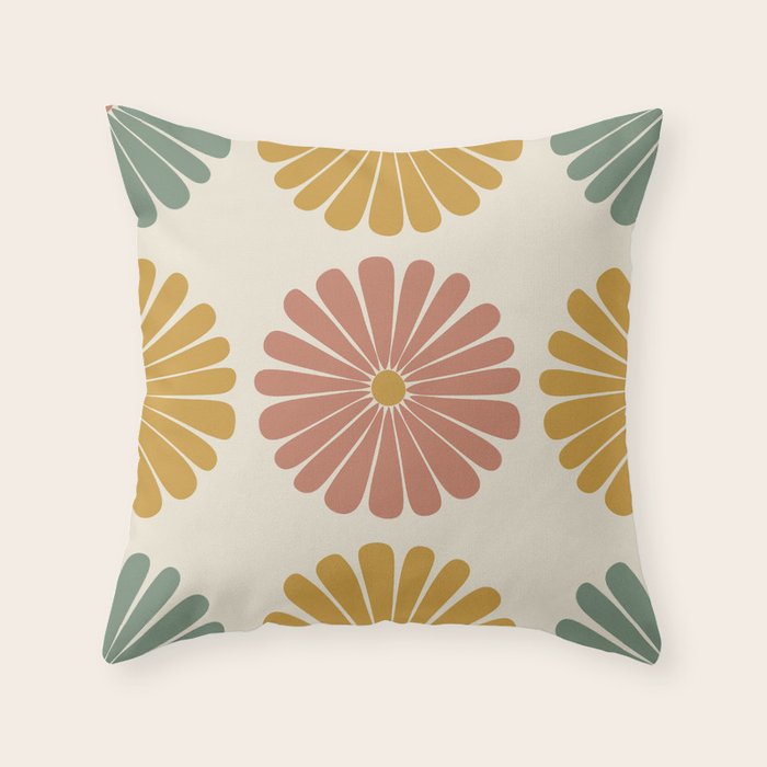 Retro Summer Daisies I Throw Pillow Gallery Image 6