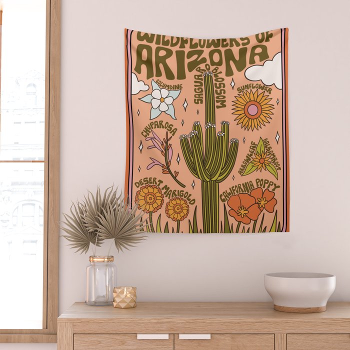 Arizona Wildflowers Wall Tapestry Gallery Image 2