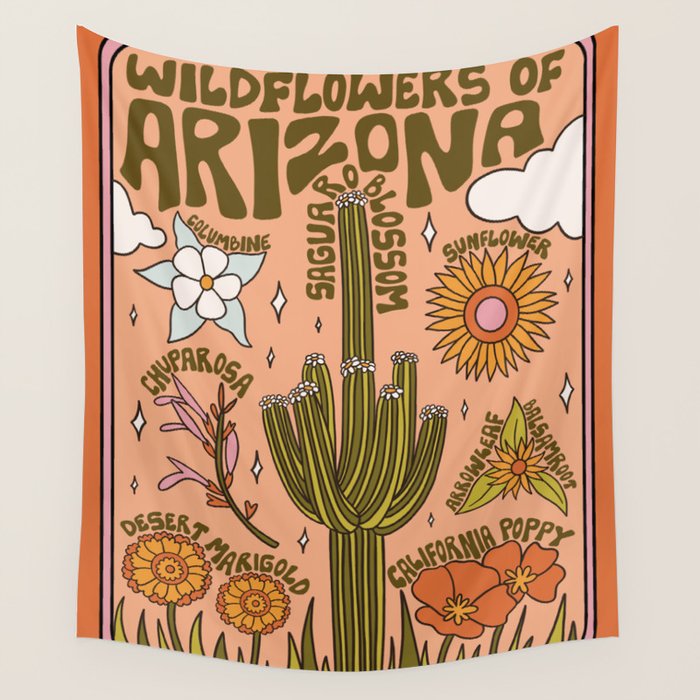 Arizona Wildflowers Wall Tapestry Gallery Image 4