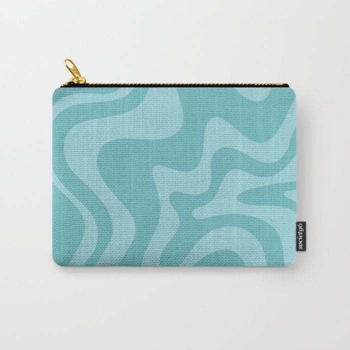 Retro Liquid Swirl Abstract Pattern in Aqua Teal Carry All Pouch Gallery Image 1