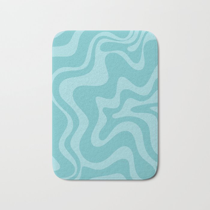 Retro Liquid Swirl Abstract Pattern in Aqua Teal Bath Mat Gallery Image 1