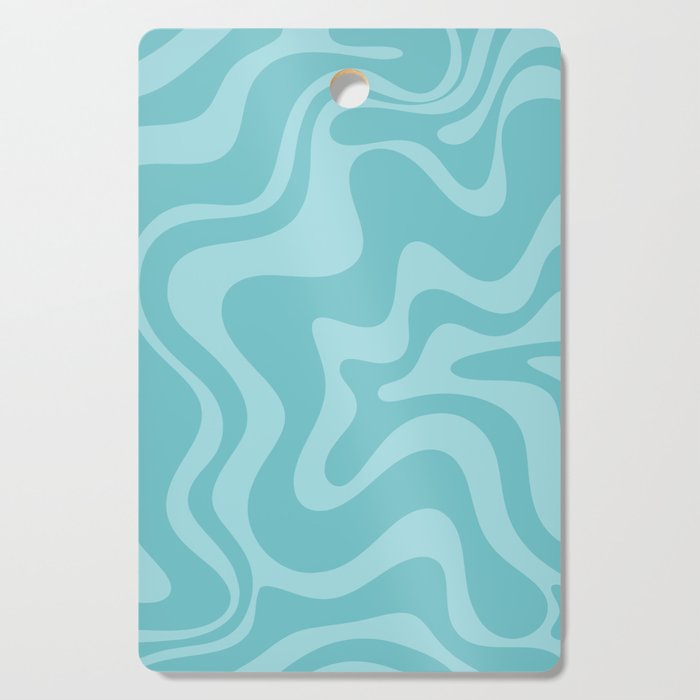Retro Liquid Swirl Abstract Pattern in Aqua Teal Cutting Board Gallery Image 1