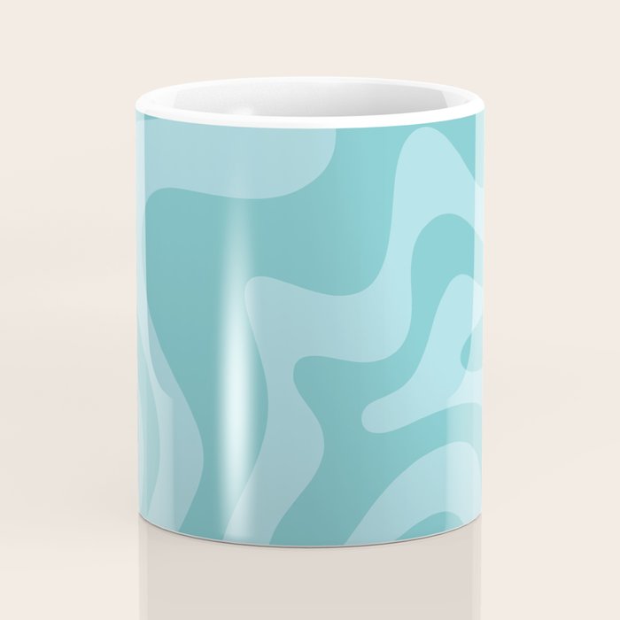 Retro Liquid Swirl Abstract Pattern in Aqua Teal Coffee Mug Gallery Image 4
