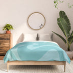 Retro Liquid Swirl Abstract Pattern in Aqua Teal Comforter Gallery Image 3