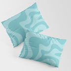 Retro Liquid Swirl Abstract Pattern in Aqua Teal Pillow Sham Gallery Image 3