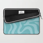 Retro Liquid Swirl Abstract Pattern in Aqua Teal Laptop Sleeve Gallery Image 2