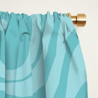 Retro Liquid Swirl Abstract Pattern in Aqua Teal Window Curtain Gallery Image 2