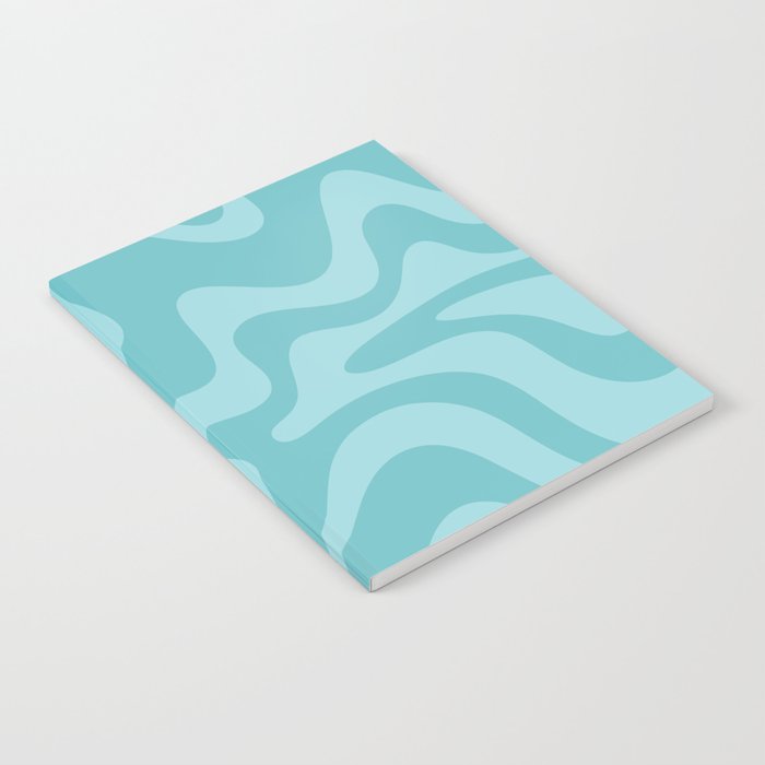 Retro Liquid Swirl Abstract Pattern in Aqua Teal Notebook Gallery Image 1