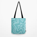 Retro Liquid Swirl Abstract Pattern in Aqua Teal Tote Bag Gallery Image 2