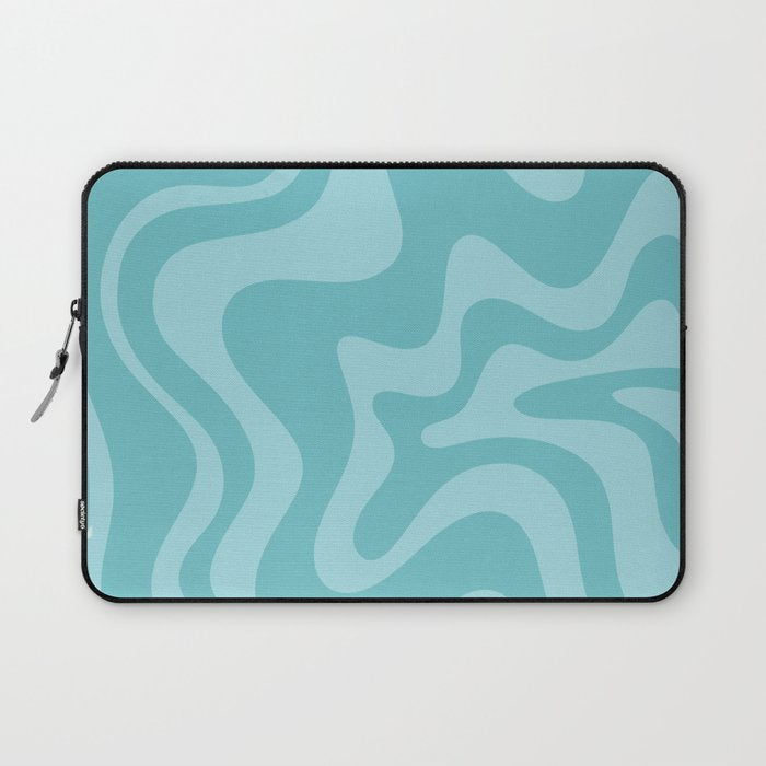 Retro Liquid Swirl Abstract Pattern in Aqua Teal Laptop Sleeve Gallery Image 1