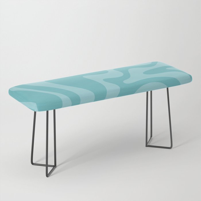 Retro Liquid Swirl Abstract Pattern in Aqua Teal Bench Gallery Image 1